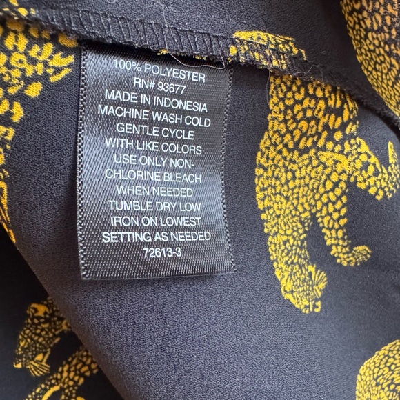 Vtg Black Leopard Print Blouse | Gold Jaguar Print | Button V-Neck Top | Large - Picture 13 of 13